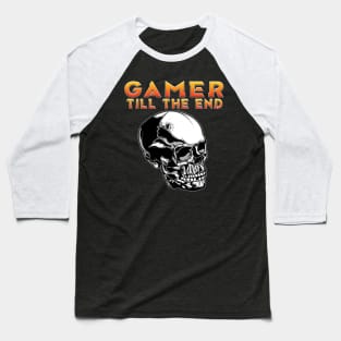 Gamer Till The End Full Skull Orange Baseball T-Shirt